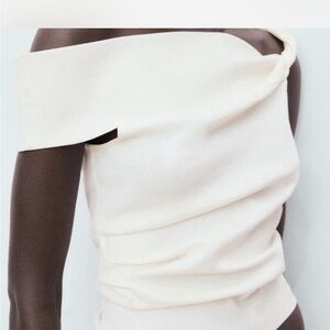 Mango Cream Off-Shoulder Blouse